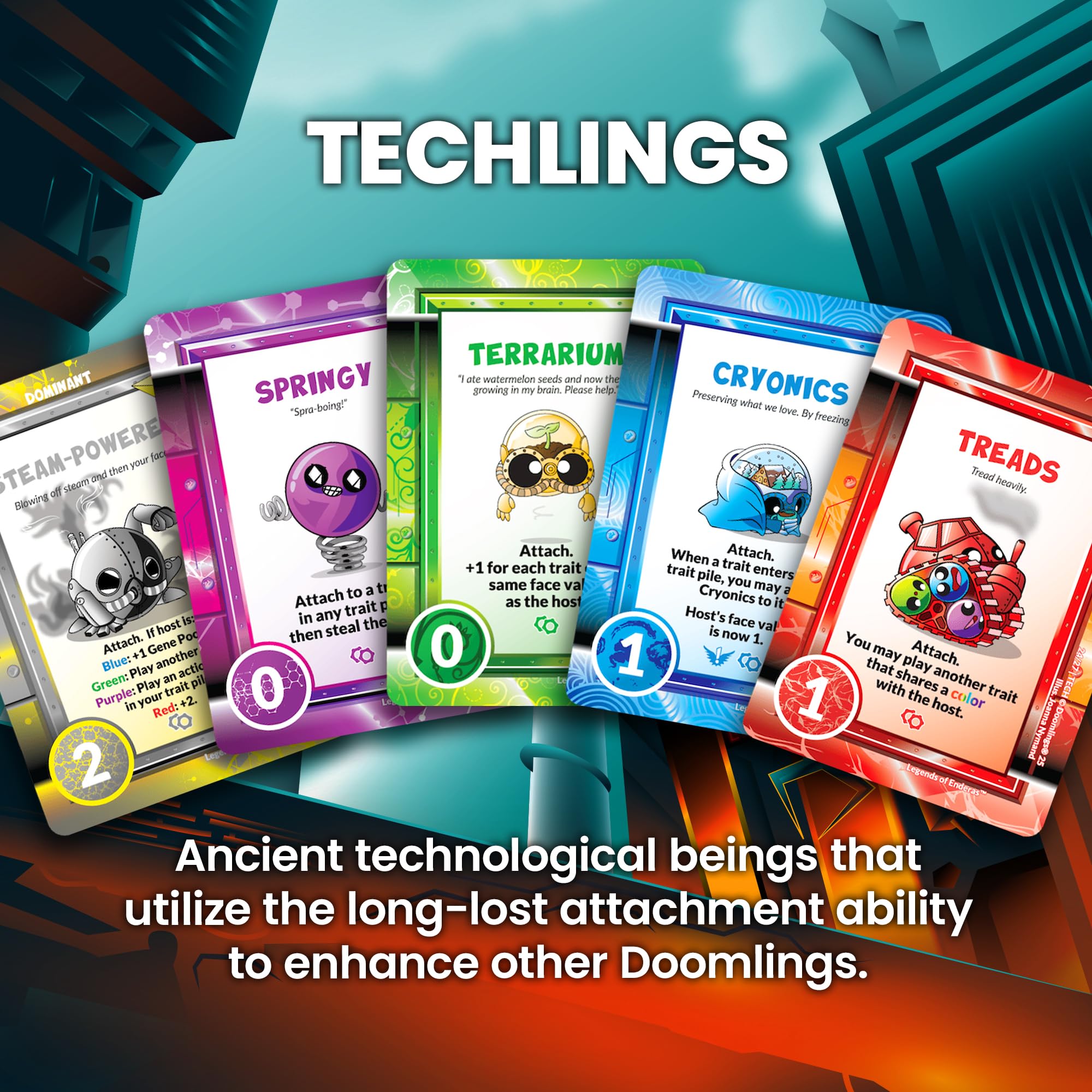 Doomlings Kartenspiel: Legends of Enderas Variety Expansion - 120 neue Karten, 5-in-1-Bundle (Mythlings, Techlings, Dinolings, Fuzelings & Treasures) | ab 8 Jahren, 2-6 Spieler
