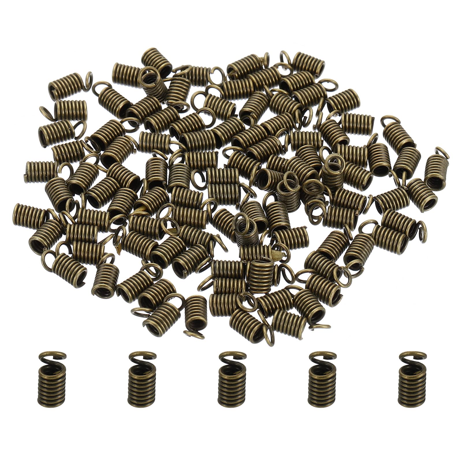 PATIKIL Cord End Caps, 100Pcs 4x9mm Metal Spring Coil End Tips Crimp Terminators Caps for Jewelry Making Bracelets Necklace DIY Crafting, Bronze Tone โ image 1
