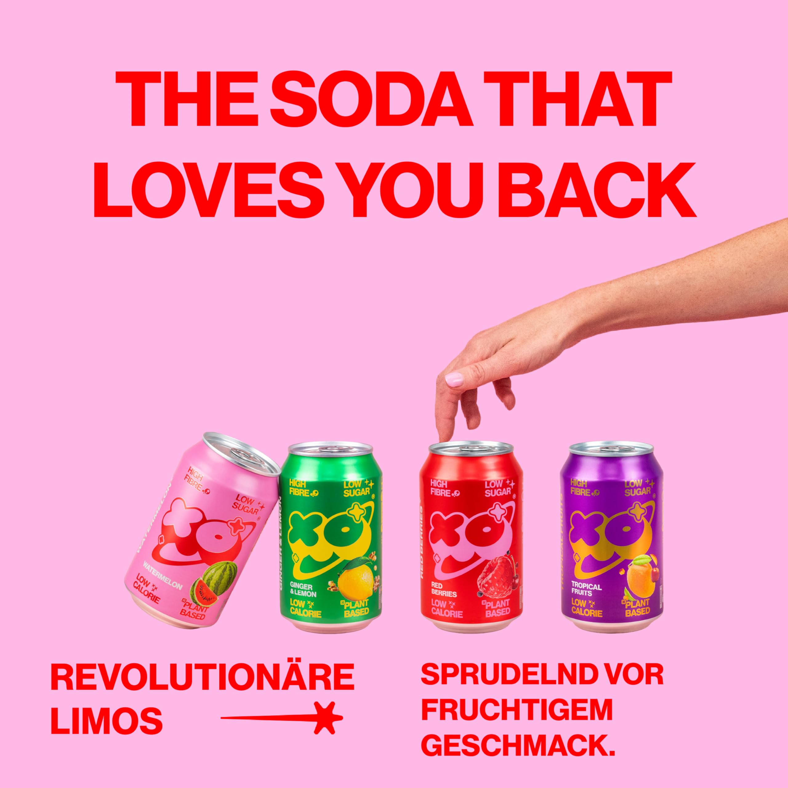 XO Watermelon Lemonade (12 x 330 ml) | erfrischend, natürlich, ballaststoffreich | 6 g pflanzliche Präbiotika | wenig Zucker & Kalorien