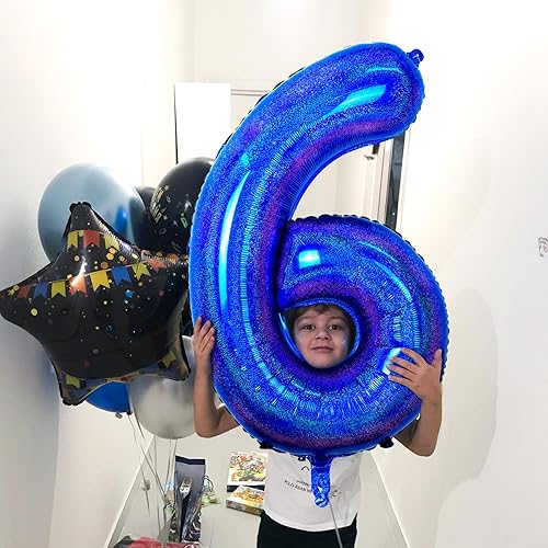 Miniatura 7 de Globos de color azul oscuro número 1, 40 pulgadas, azul marino, papel de aluminio azul rey, 1 globo, globos gigantes de helio, azul marino, globos