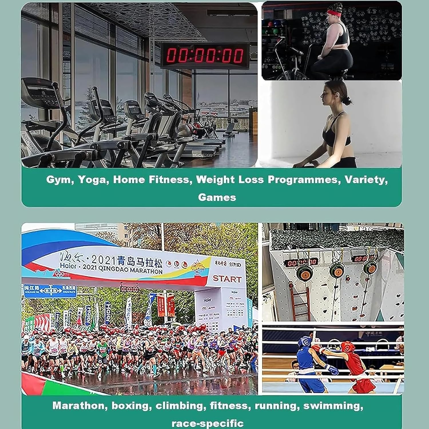 Cronómetro de competición de 6 dígitos, cronómetro para fitness con botón de cronómetro, pantalla digital LED de 1,8 pulgadas, memoria de 20 segmentos, con ganchos para colgar en la pared, para gimnas
