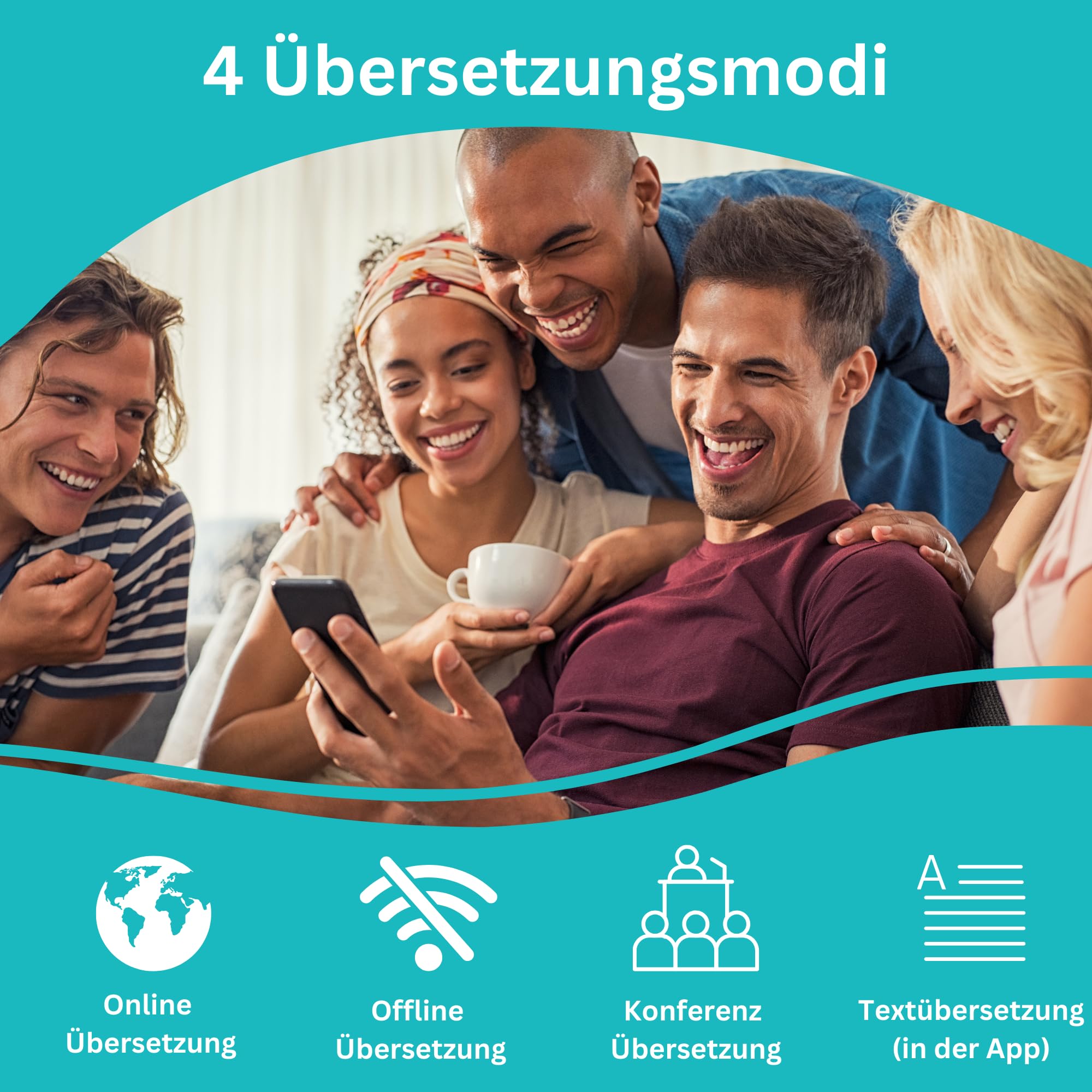 Enence Sofortübersetzer Original, Zwei-Wege-Echtzeit-AI-Übersetzer für 60+ Sprachen
