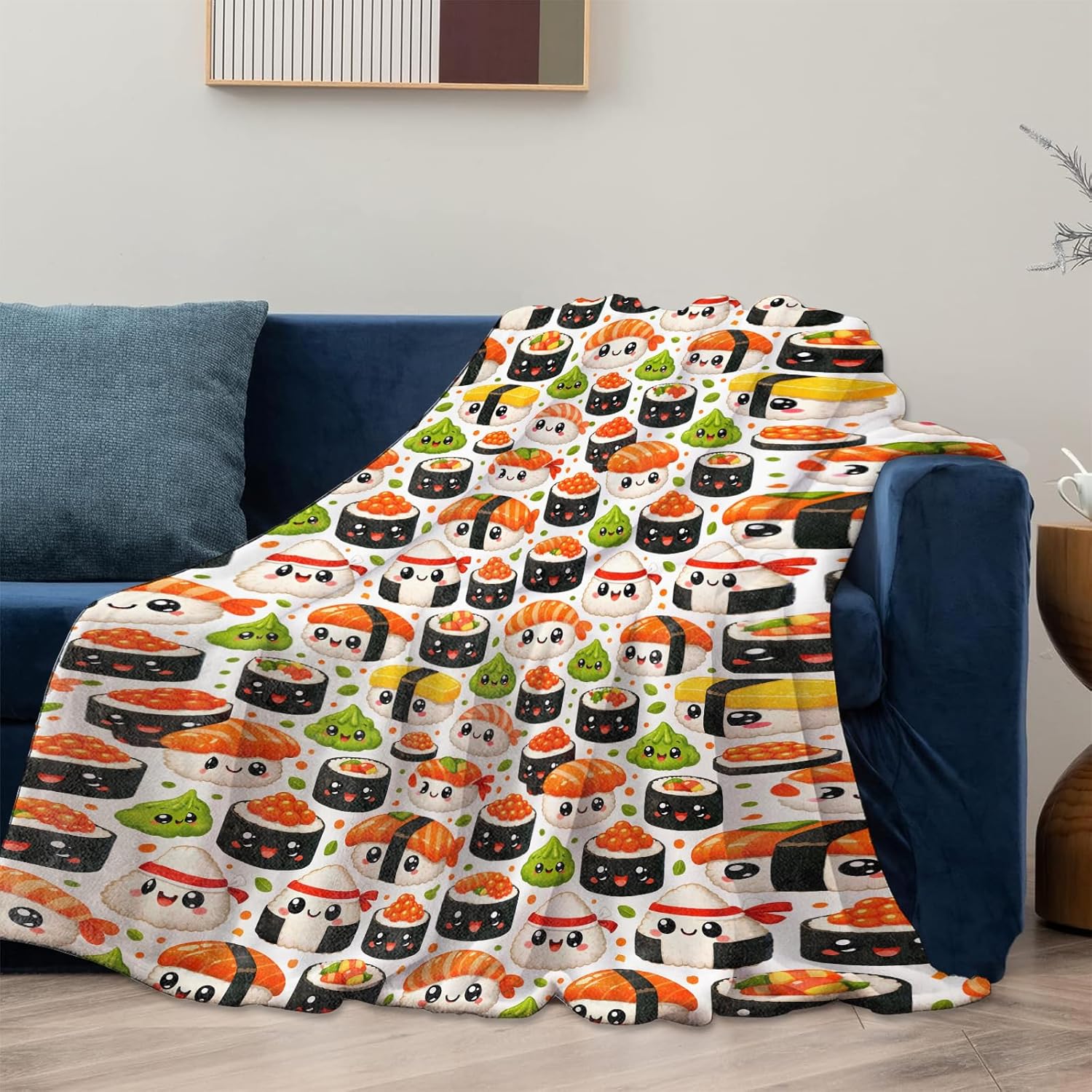 Sushi Blanket Gifts for Women Girls Kids, Soft Warm Lightweight Flannel Throw Blankets for Living Room Sofa Home Bedroom Decor 50" x 60"