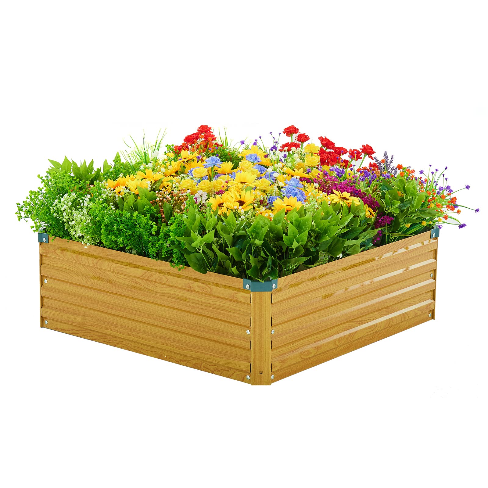 zizin Aluminum Raised Garden Bed Kit 4x3x1FT Outdoor Galvanized Rustproof Bottomless Lightweight Metal Planter Box for Vegetables Flower Herb,Grain
