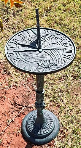 Miniatura 7 de Ebros Gift 22.75 pulgadas de alto de hierro fundido rústico casa de campo villa caprichosa libélula reloj de sol reloj de sol estatua de decoración