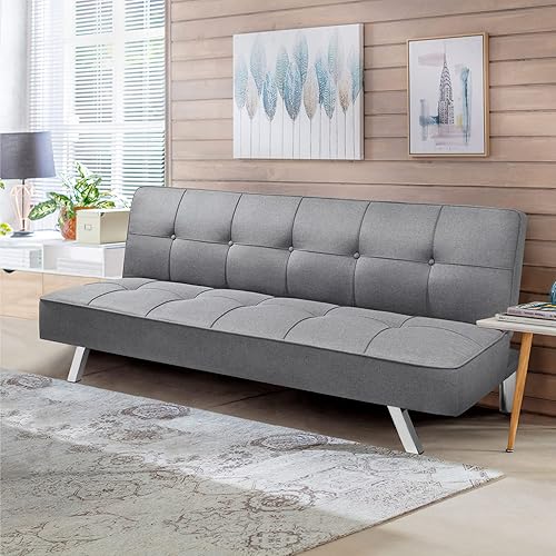 Miniatura 2 de Furmax Sofá cama convertible plegable futón moderno tapizado para sala de estar sofá reclinable de tela para el hogar con patas de metal resistentes