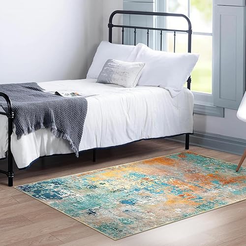 Miniatura 99 de Morebes Alfombra de cocina lavable abstracta de 2 x 3 pulgadas, colorida alfombra de baño pequeña, antideslizante, suave, alfombra