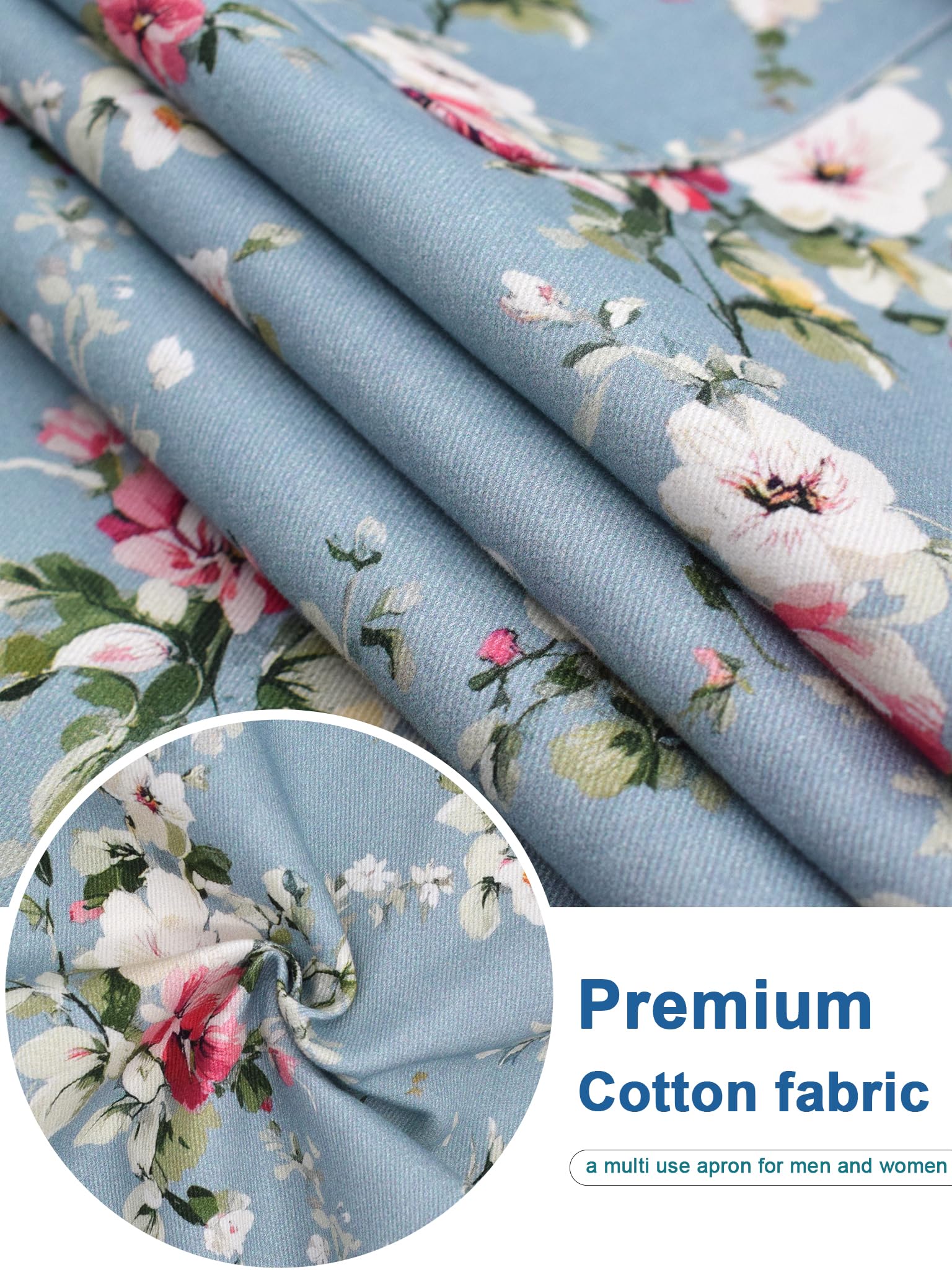 Molaxhome Split Pottery Apron with 3 Pockets Unisex with Adjustable Strap, Bluerose - Image 9