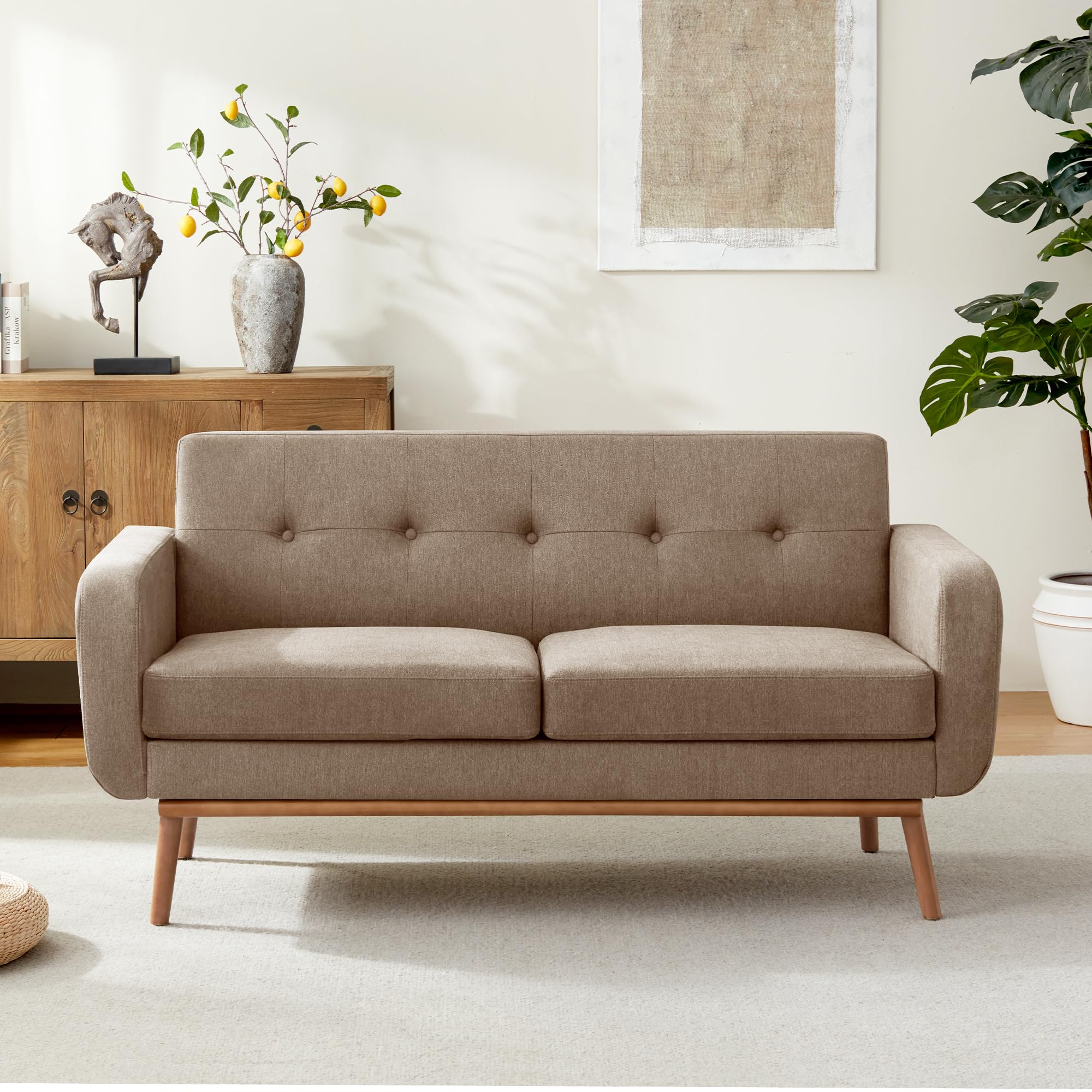 HUIMO 60' Sofa Couch, Loveseat with Solid Wood Frame