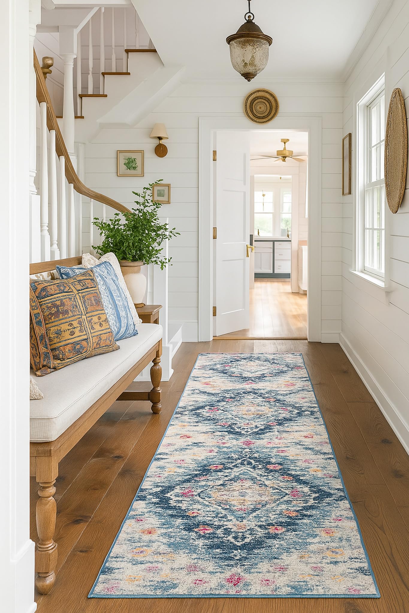 Rug Branch Savannah 2' x 10' (2'3" X 10') Boho Indoor Runner Rug, Transitional, Blue Grey - Living Room, Bedroom, Dining Room, and Kitchen