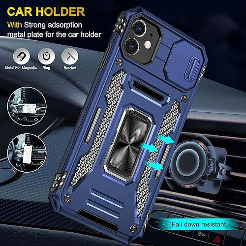 Miniatura 6 de Funda para iPhone 11 con 2 protectores de pantalla de vidrio, funda con función atril para iPhone 11 con cubierta deslizante para cámara y soporte