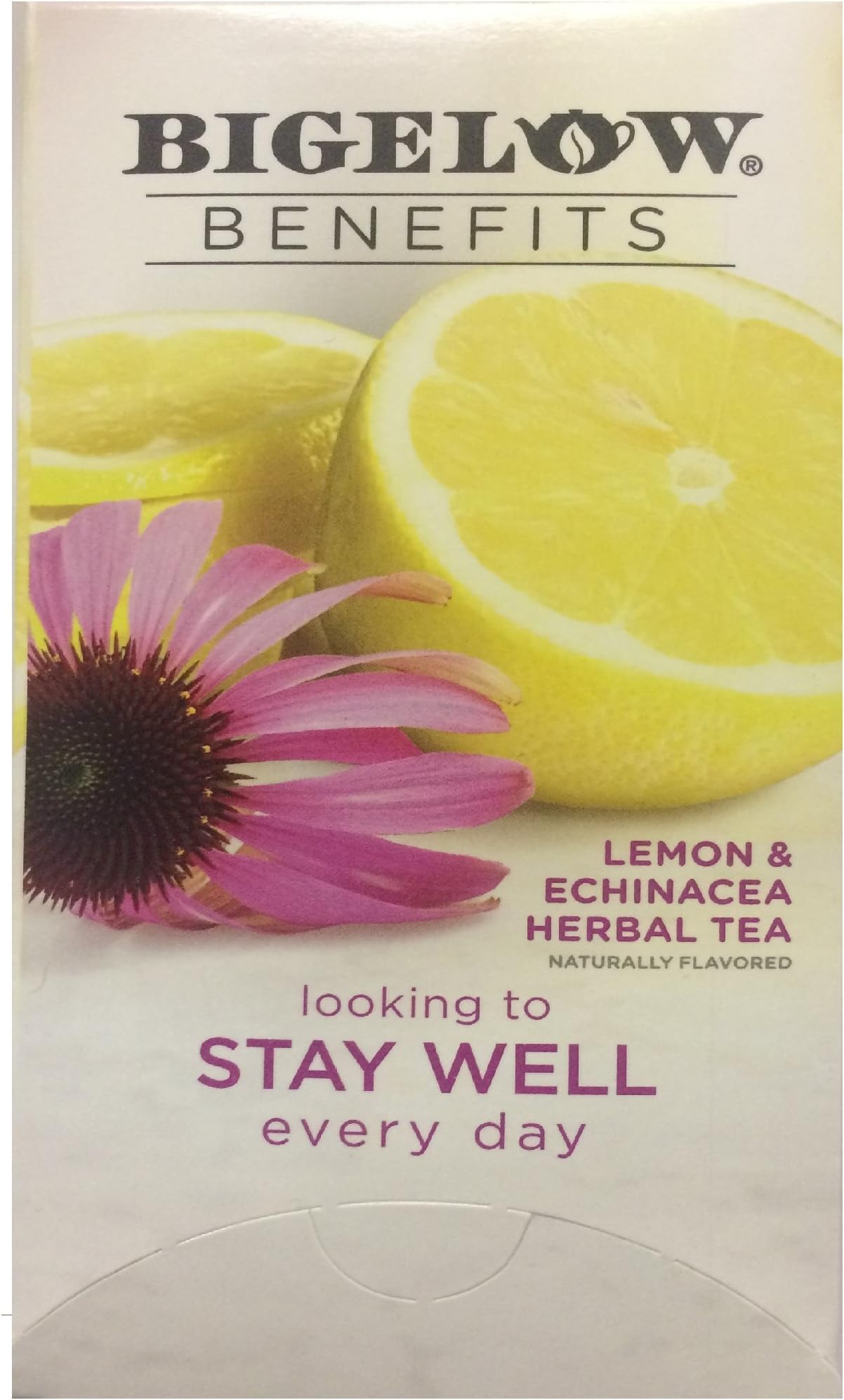Bigelow Benefits ,Lemon ,Echinacea herbal tea, 18 tea bags, Pack of 1