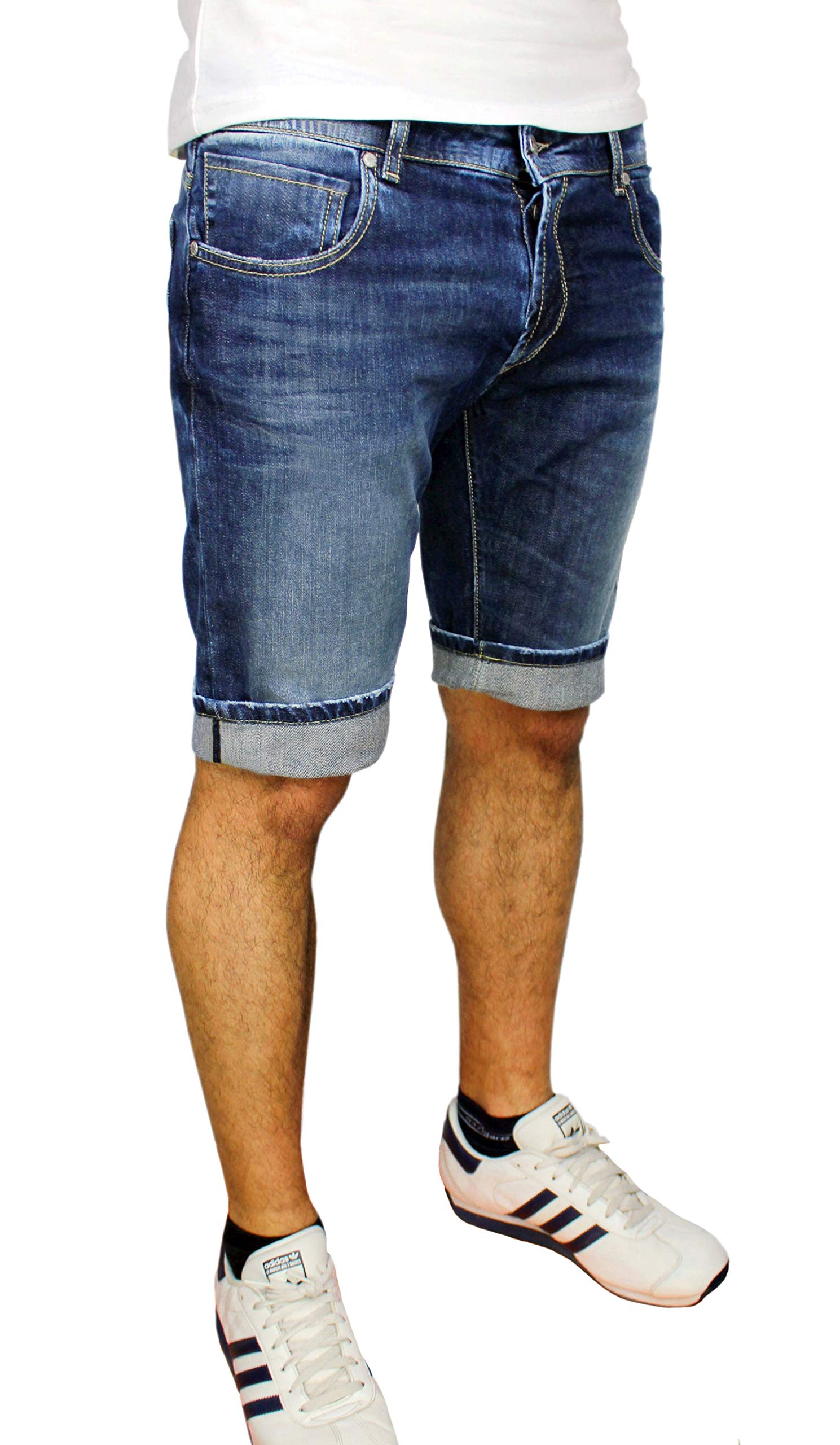 Jeans Pantaloni Corti Uomo Blu Denim Shorts Estivi in Cotone