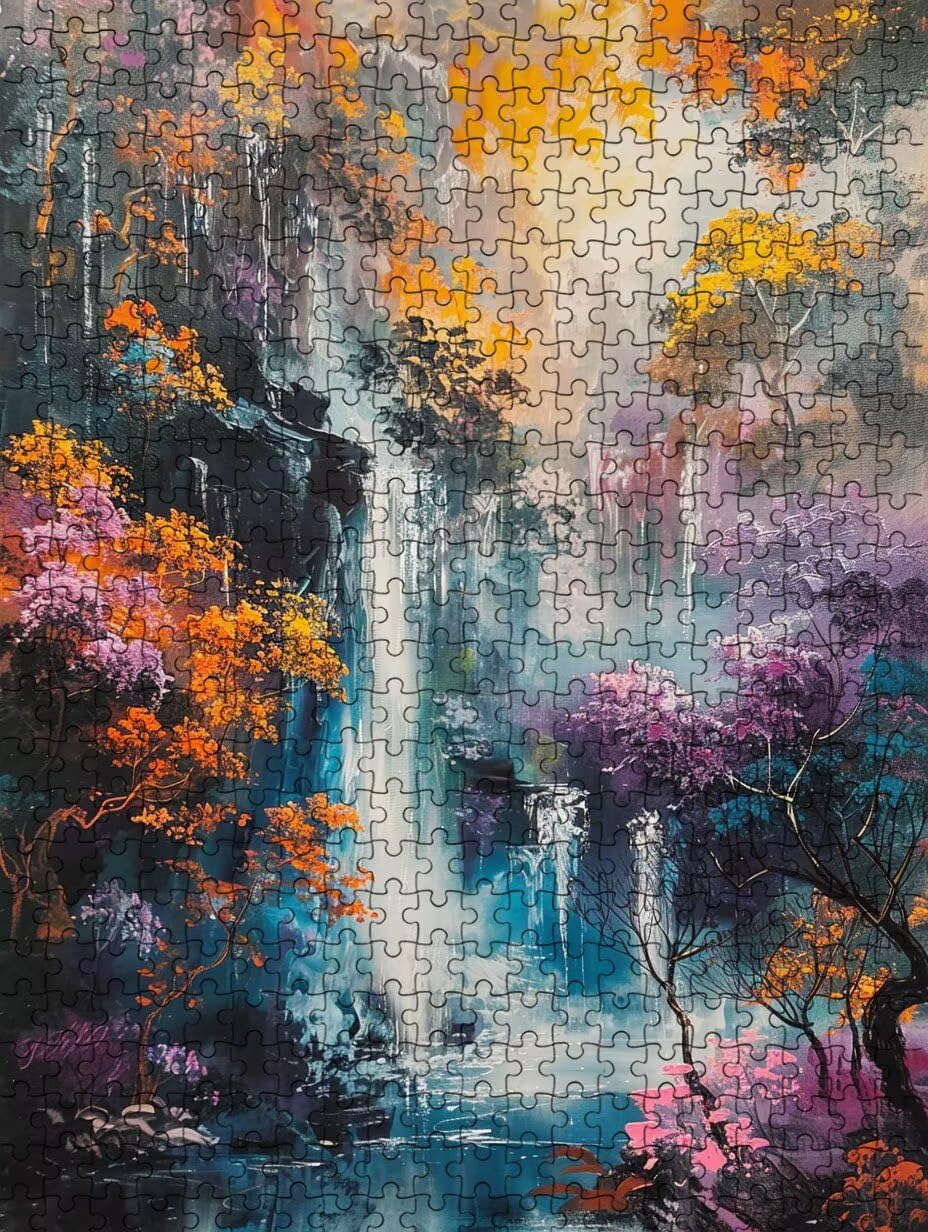 Drzewo Wodospad Puzzle 1000 elementów, puzzle dla dorosłych 1000, niemożliwe klasyczne układanki, gra rodzinna, drewniane układanki, do gry edukacyjnej wyzwanie zabawki, artystyczna dekoracja ścienna