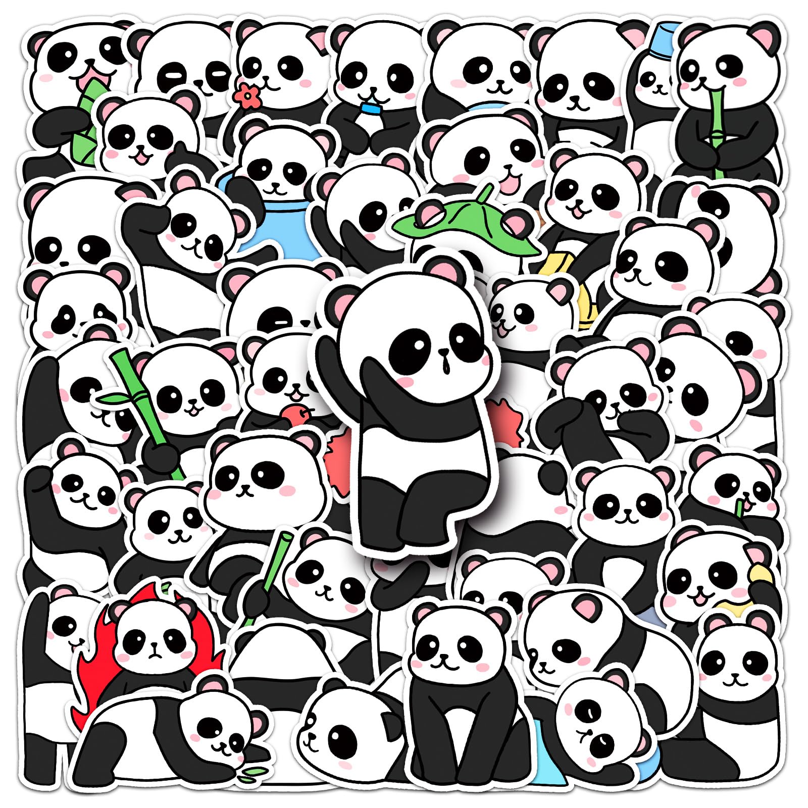 Panda Aufkleber Panda Stickers 50 Stück Skateboard Graffiti Aufkleber Motorräder Fahrrad Snowboard Gepäck Laptop Auto Koffer für Kinder und Jugendliche Wasserdichte Vinyl Aufkleber