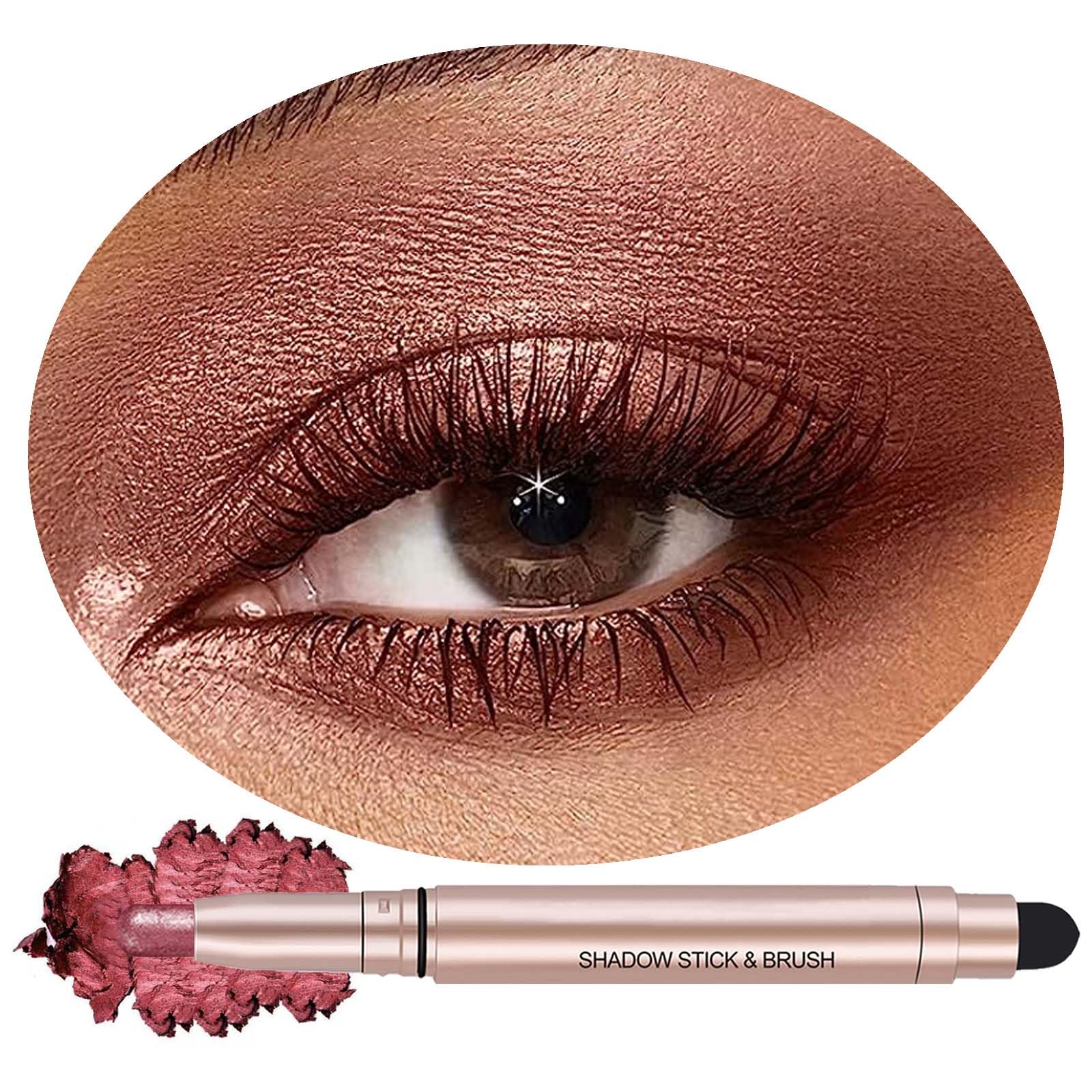 Saubzean Eyeshadow Lápiz iluminador de color crema, impermeable, hipoalergénico, duradero, mate, paleta de imprimación con A-10, color rojo parduzco, 1 unidad