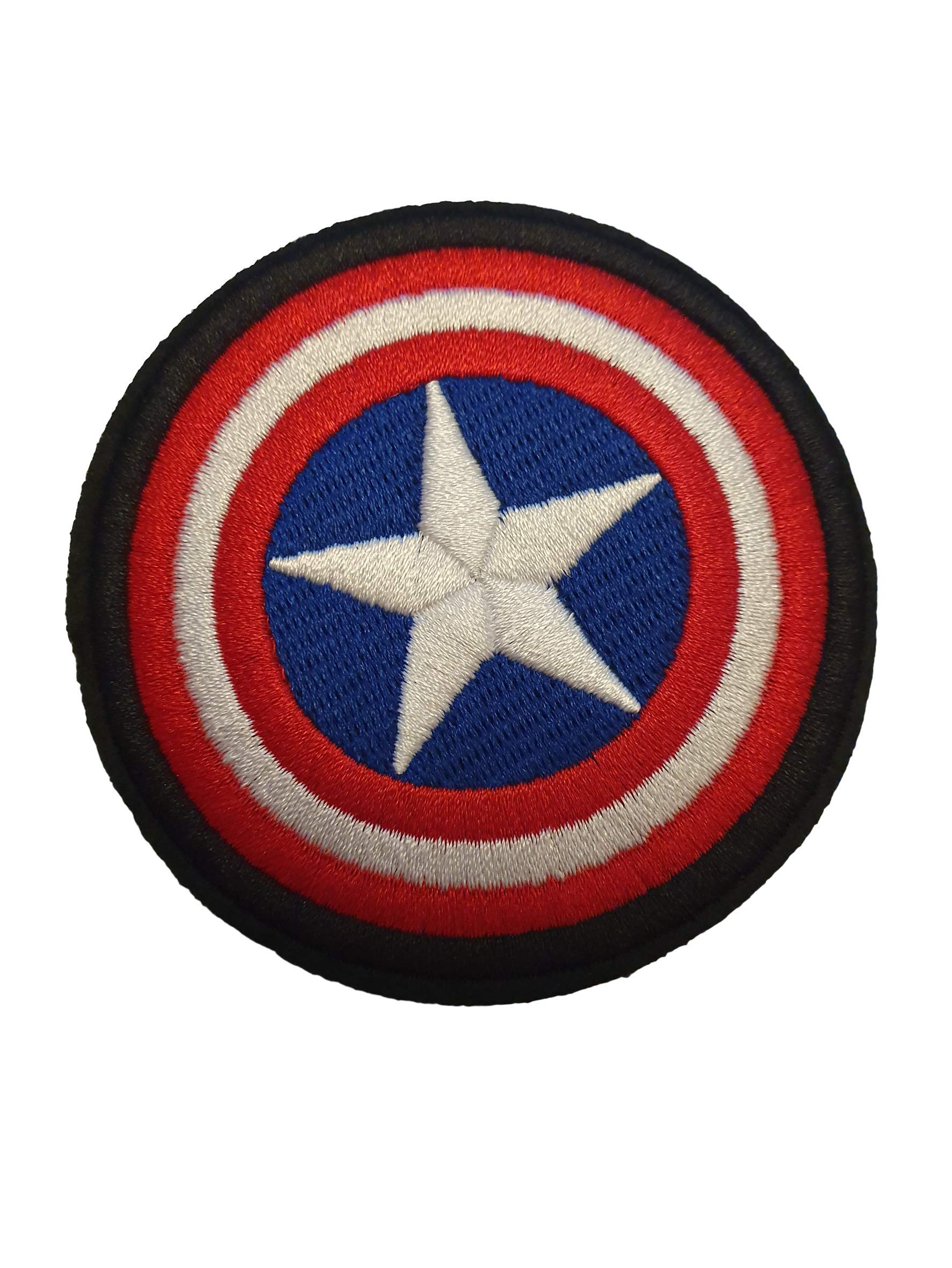Fat-catz-copy-catzSuperhero Shield Iron on Sew on Patch Badge Fancy Dress for T-Shirts Bags 7cm Diameter