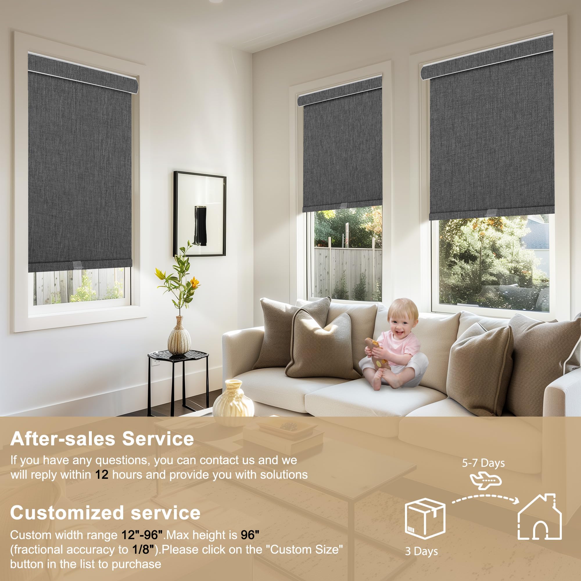 Amazon.com: Blackout Roller Shades for Windows,Linen Fabric