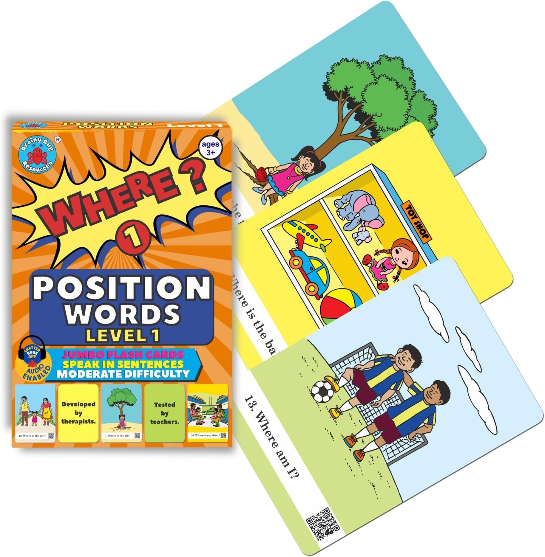 Audio-Enabled Flashcards | 30 Position Words - Level 1 | Audio in Hindi, English, Tamil, Telugu, Kannada, Punjabi | Prepositions | Spoken English | Special Needs Kids