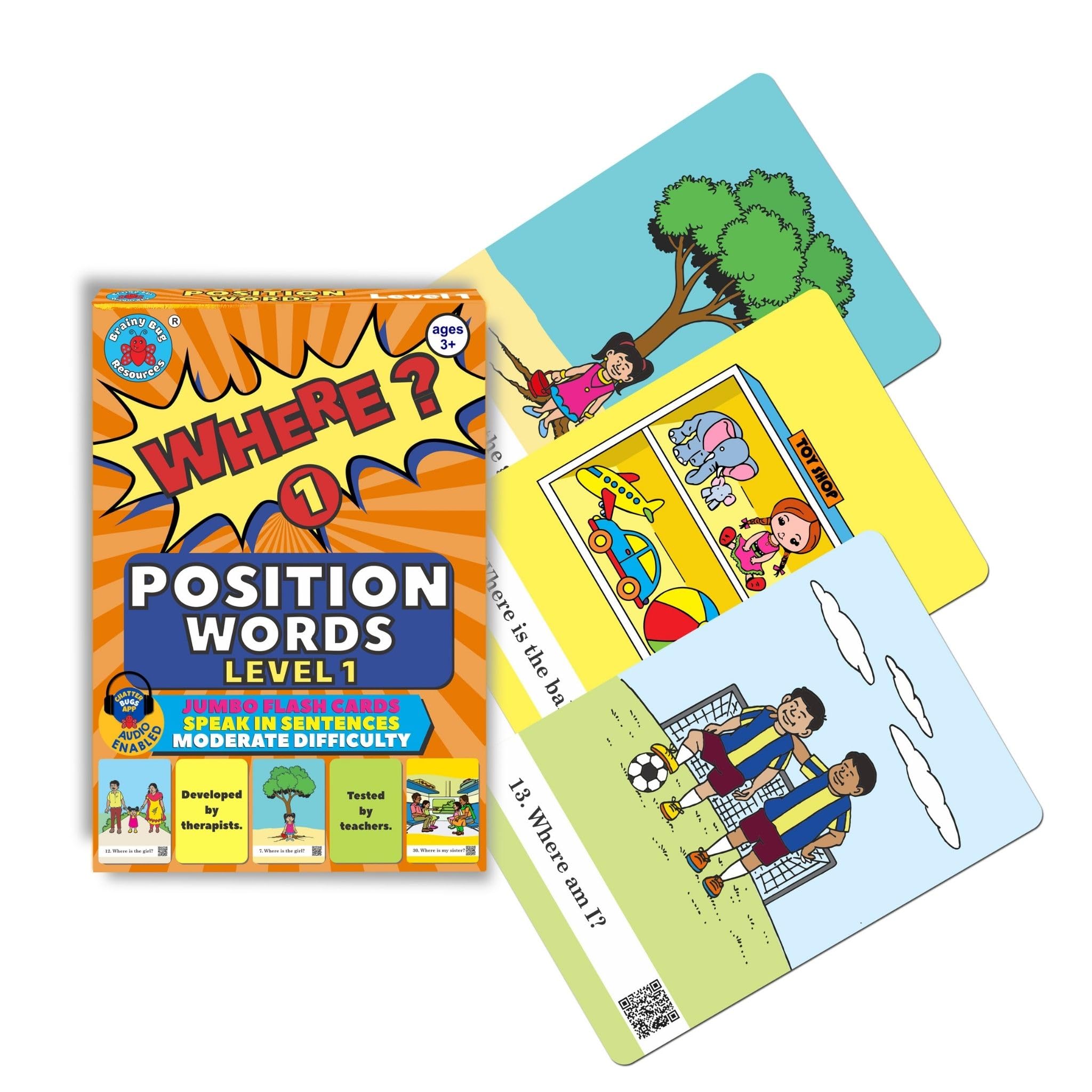 Audio-Enabled Flashcards | 30 Position Words - Level 1 | Audio in Hindi, English, Tamil, Telugu, Kannada, Punjabi | Prepositions | Spoken English | Special Needs Kids