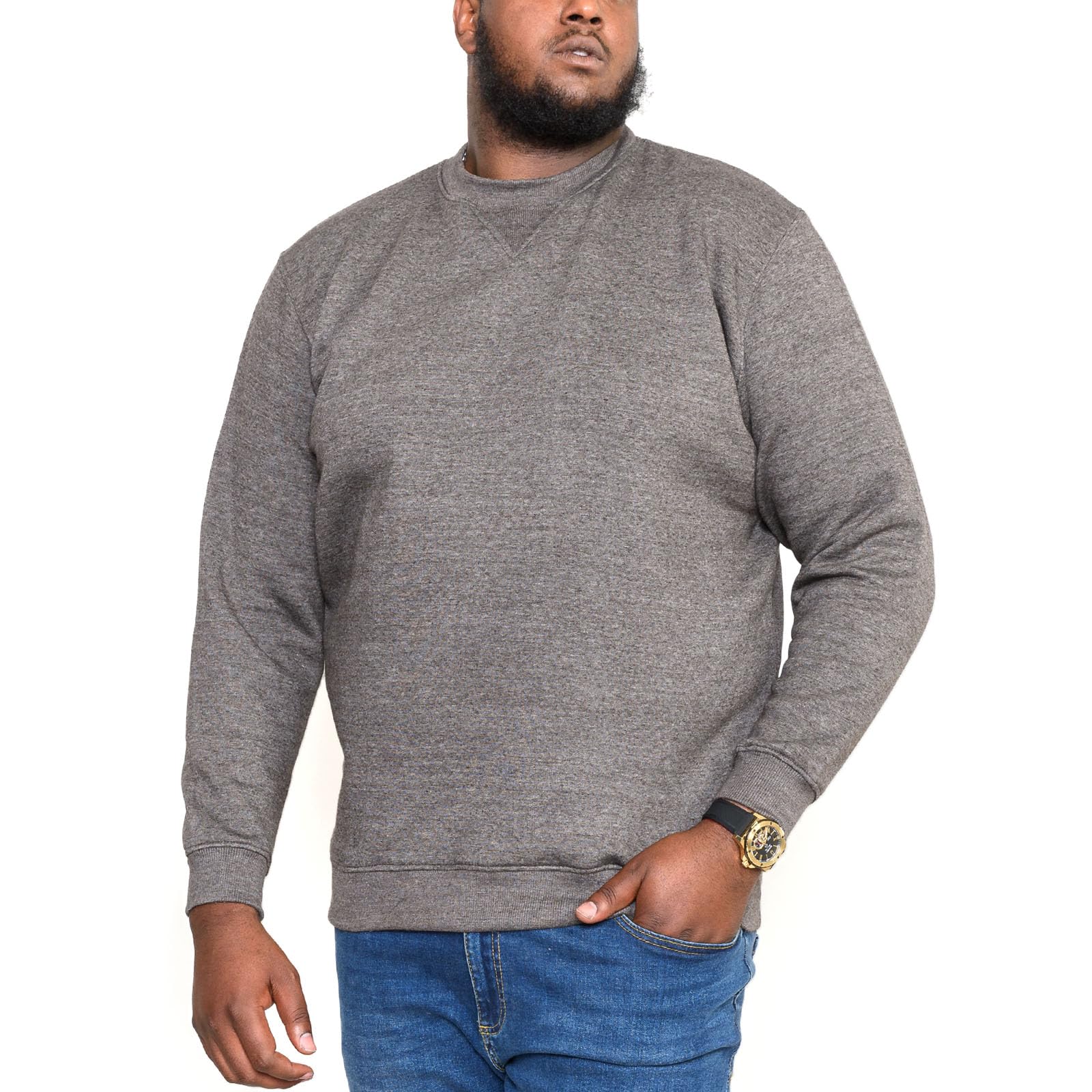 D555 Men's Grey Rockford Big Crew Sweatshirt 4XL