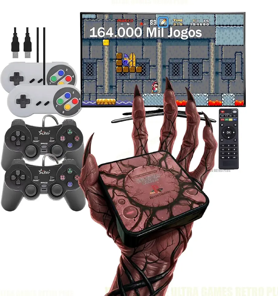 Video Game Retro Edição Especial + 164 Mil jogos + 4 Controles + Atualizado + Modo Android Smartplus