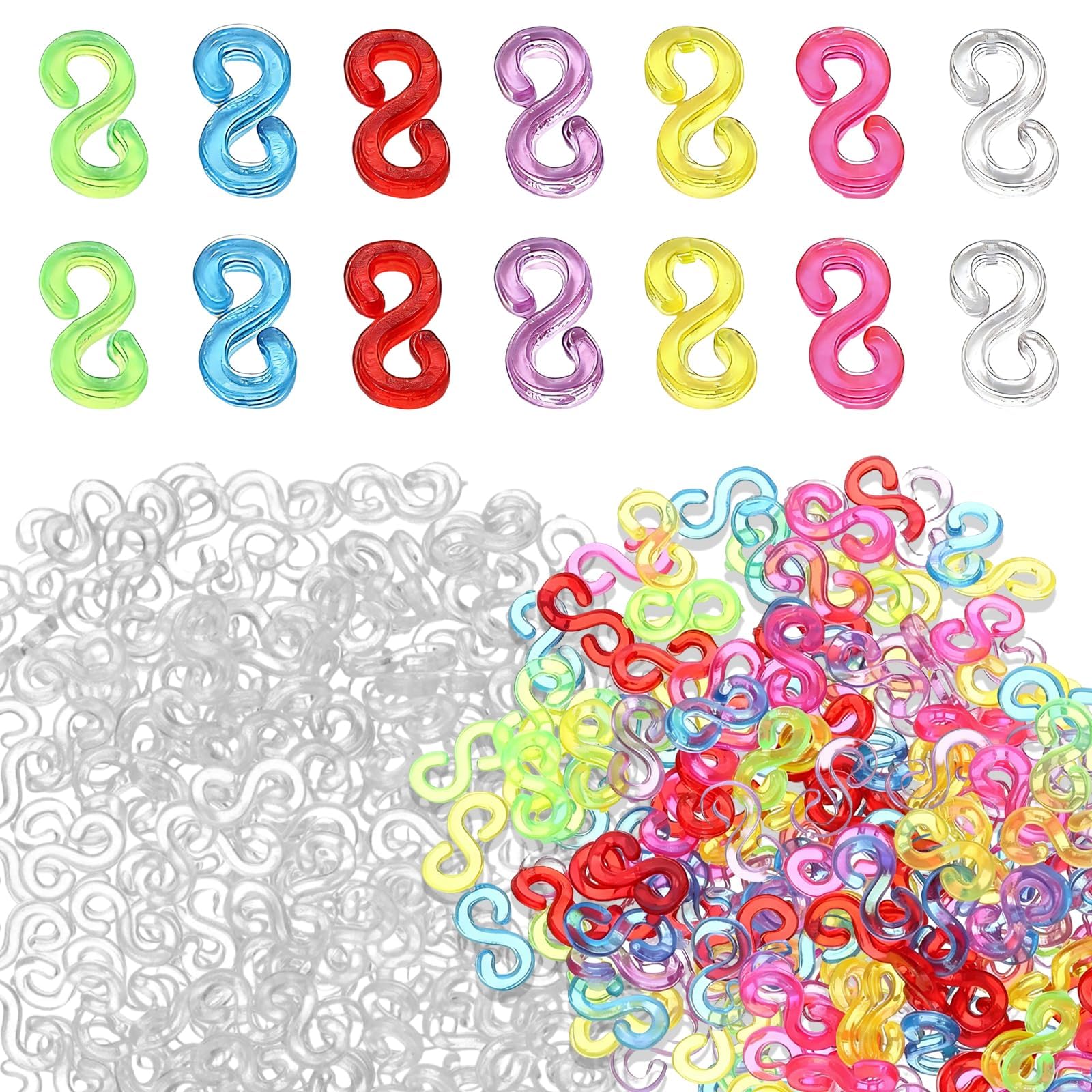 CartHome 1000Pcs Loom Band Hooks, Bracelet Hooks, S Clips Ideal for DIY Bracelet Making, Handmade Craft Projects, Creative Activities and Daily Jewelry Assembly-image-45