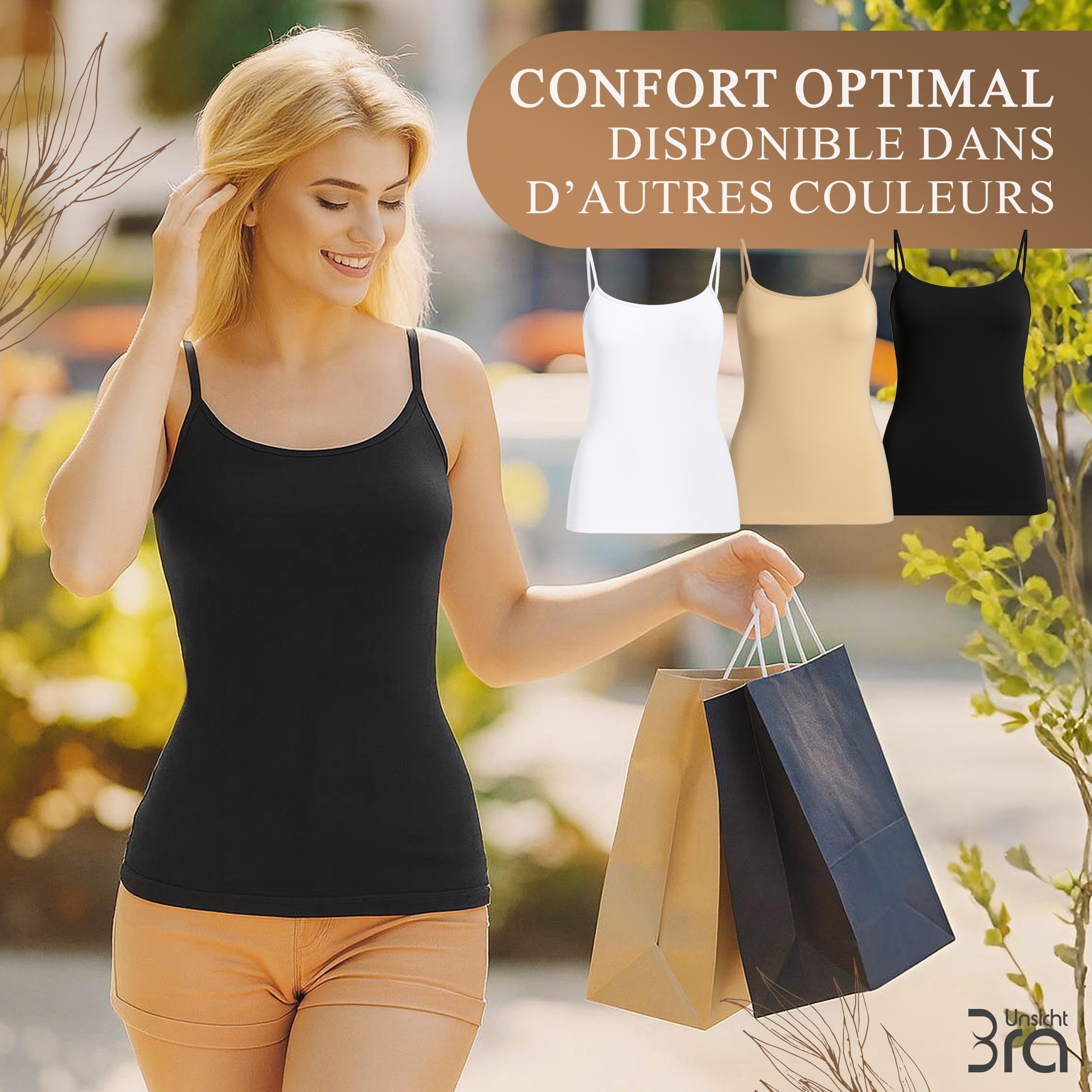 UnsichtBra Femme Basics | Lot de 3 Débardeurs Fines Bretelles | Maillots De Corps pour Femmes