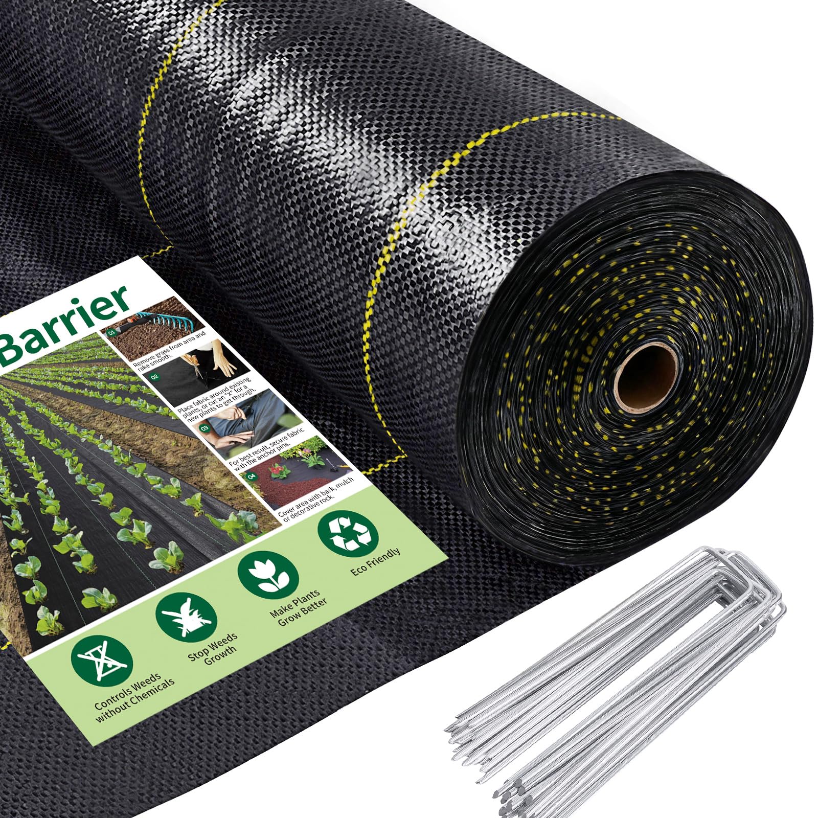 UPGRADE Custom 7ft x 246ft Premium Weed Barrier, 3.5oz Heavy Duty Landscape Fabric Garden Woven Ground Cloth with Superior Permeability Weed Control