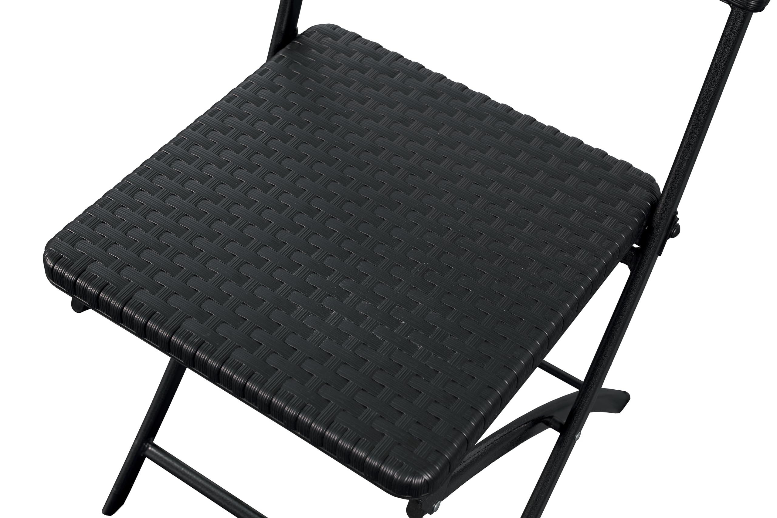 METRO Professional Sedia pieghevole da esterno, acciaio/polietilene, aspetto rattan, resistente alle intemperie, nera