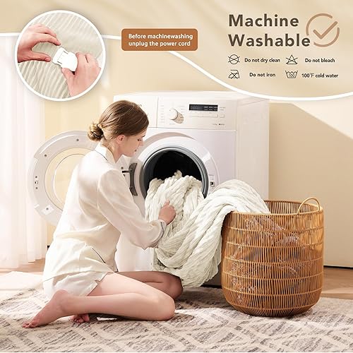 Vista 115 de Homemate Manta térmica eléctrica de 50 x 60 pulgadas, manta térmica de 1/2/4/6/8 horas de apagado automático, 10 niveles de calor, protección contra