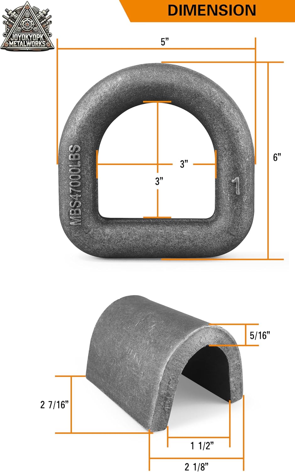 4 Pack Heavy Duty Weld On D-Ring for Trailer 1 Inch 47000 LBS. Stake Pocket D Rings Truck Tie Down Anchor, Black (1 inch)