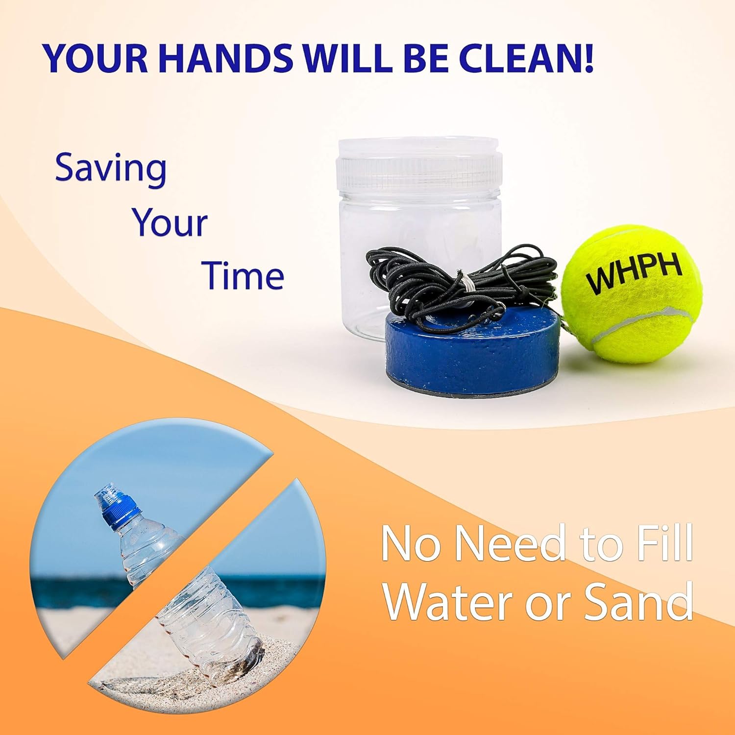 Whph Weighted Tennis Trainer Rebounder Ball | Heavy Baseboard with Elastic Rope Solo Equipment Practice Training Aid Serve Hopper Base Powerbase Power Base Rebounder Pro : Sports & Outdoors