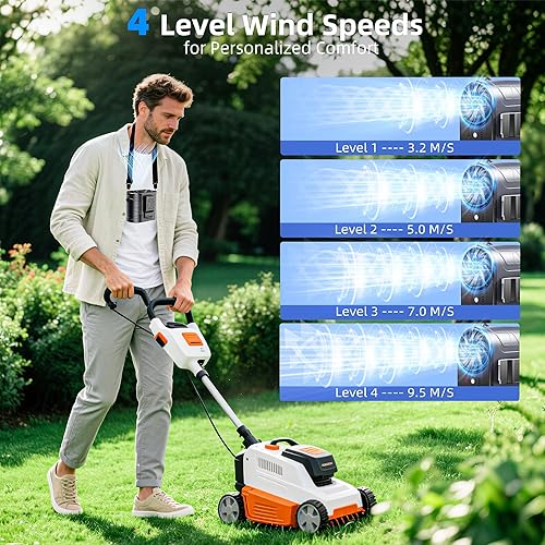 Miniatura 3 de Ventilador personal recargable de cuello de cintura, 10000 mAh con clip de 4 velocidades, 13000 rpm, ventilador portátil con fuerte flujo de aire de