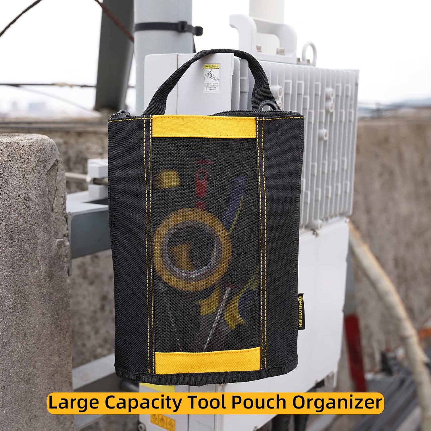 MELOTOUGH Fastener Bag Utility Canvas Zipper Tool Bag Heavy Duty Mesh Window, Hanging Grommets