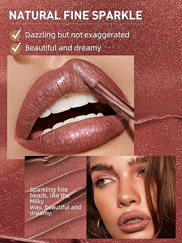 Miniatura 2 de Easilydays Diamond Matte Nude - Brillo de labios líquido metálico con purpurina, esmalte de labios brillante, acabado brillante, brillo de labios de