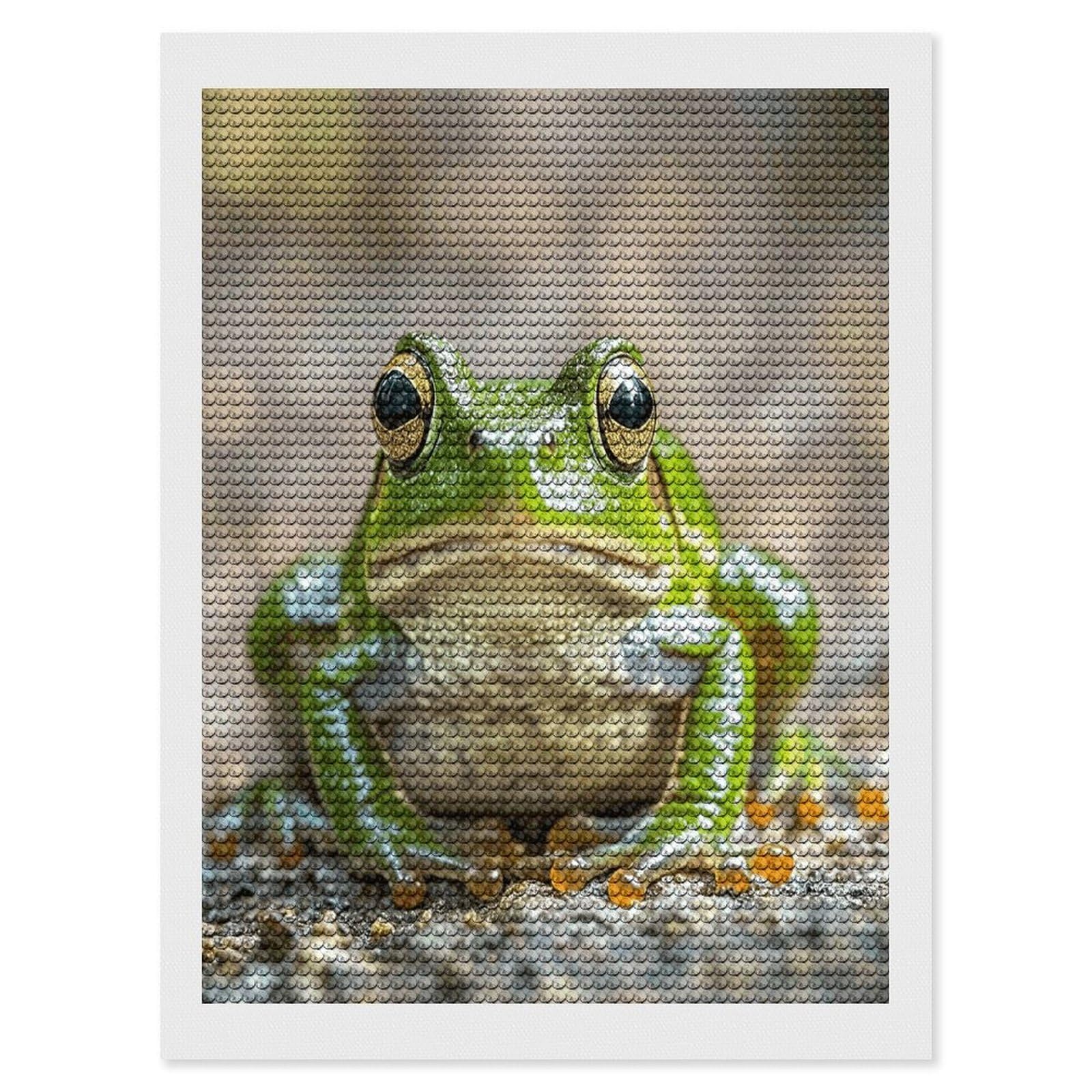 FekiLoot Cute Frog Diamond Painting Kits for Beginners DIY Diamond Art Kits for Adults Full Drill Round Diamond Dot Gem Art Painting Fun DIY Crafts for Home Kitchen Wall Decor Gift 12"x16"