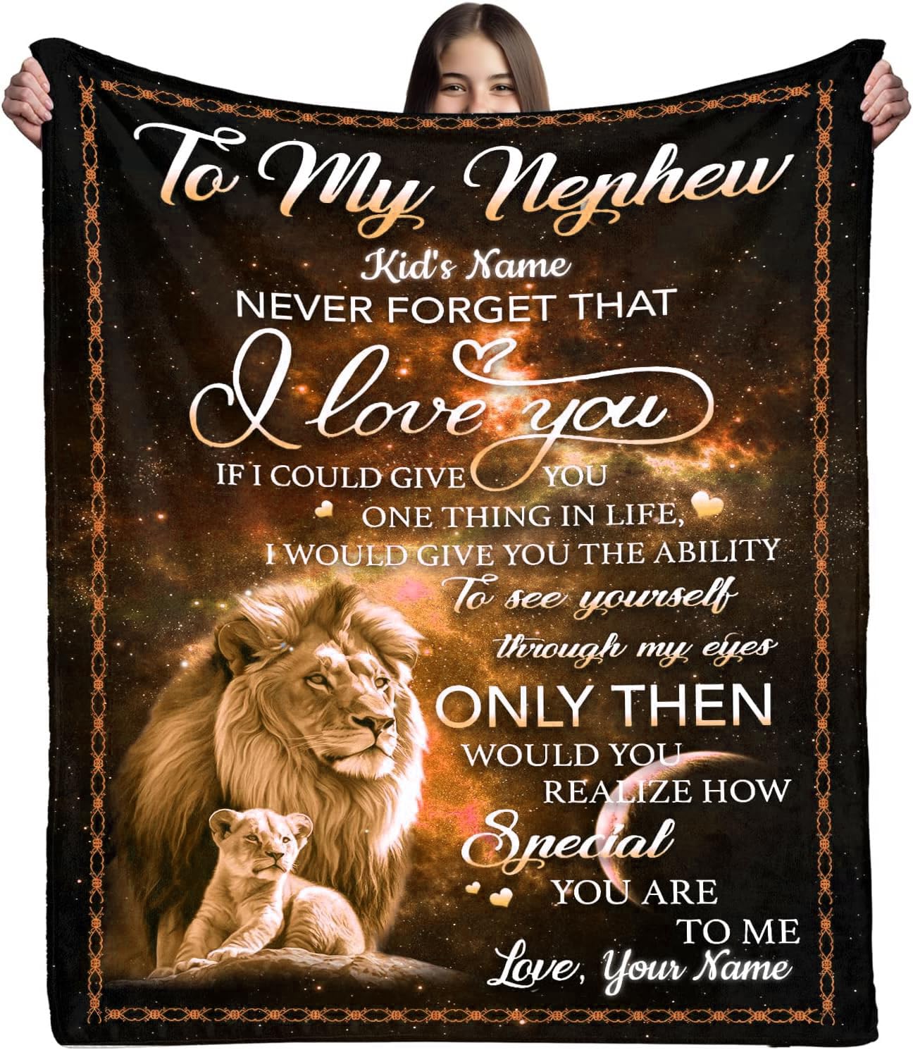 To My Nephew Blanket From Aunt - Soft Flannel Lion Throw, 50x60 Inches | Birthday, Christmas & Graduation Gift - View #4
