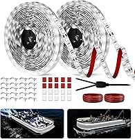 Vista 9 de Pontón - Tira de luces LED marinas, tira de luces LED para barco, 12 V, impermeable, luz interior de cubierta para kayak, barco Jon, lanchas de Azul
