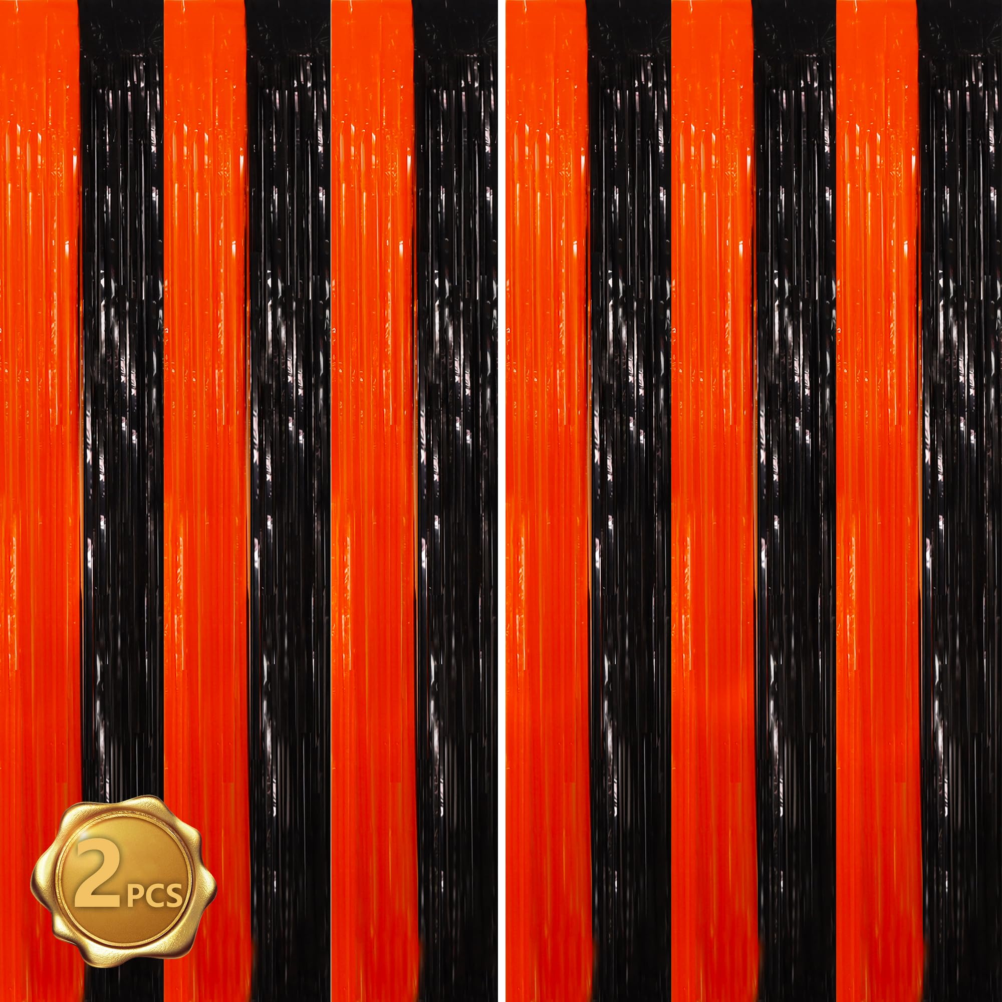 BEISHIDA Black Bronze Door Streamers Backdrop Foil Fringe Tinsel Party Streamers Curtains Photo Backdrop - 2Pcs for Birthday Graduation Halloween Party Decoations โ image 1
