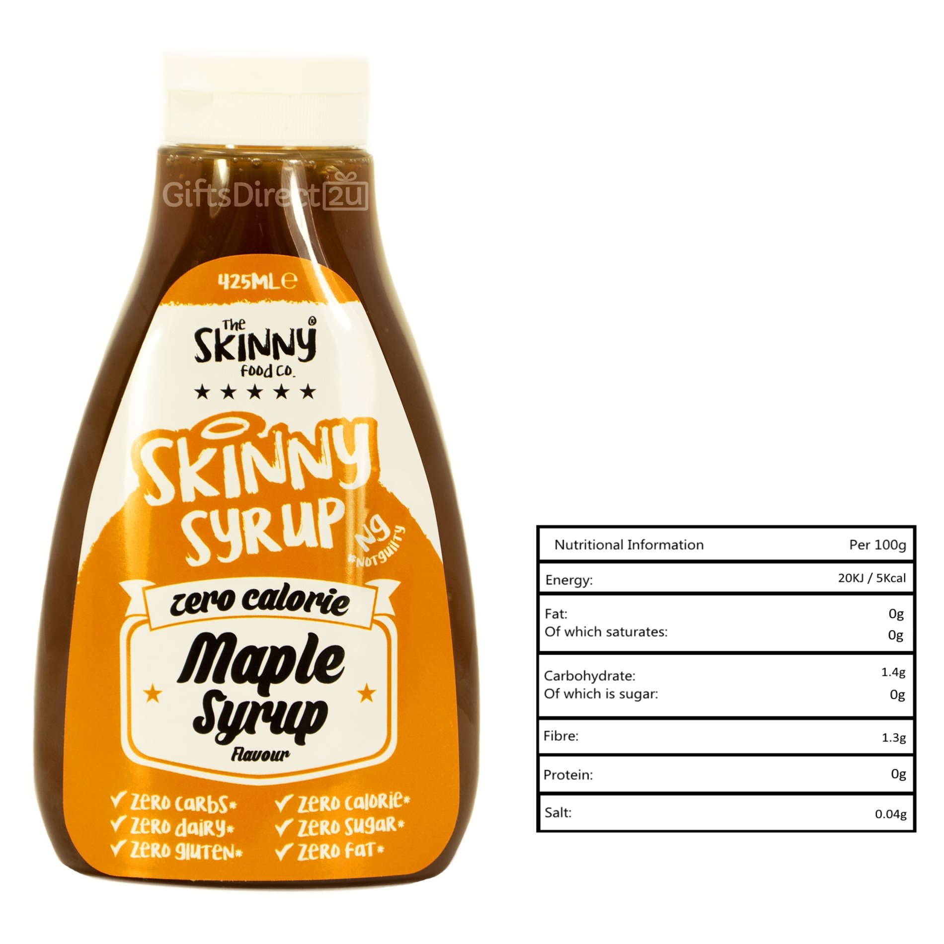 The Skinny Foods Twin Pack Salted Caramel & White Chocolate Flavoured Dessert Topping Syrup,Sugar Free,Zero Calories
