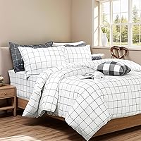 Vista 30 de FADFAY Juego de funda de edredón de cuadrícula azul, tamaño individual, 100% algodón, ultra suave, a cuadros, reversible, con cierre de cremallera