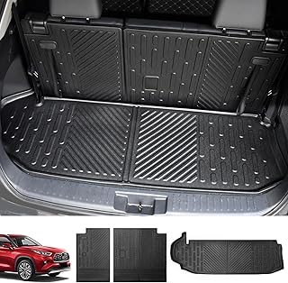Cargo Mat Fit for 2020-2023 Toyota Highlander Cargo Liner TPE Trunk Mat All Weather Seats Back Protector for Highlander 7 Seats Accessories(Cargo Mat+Backrest Mat)