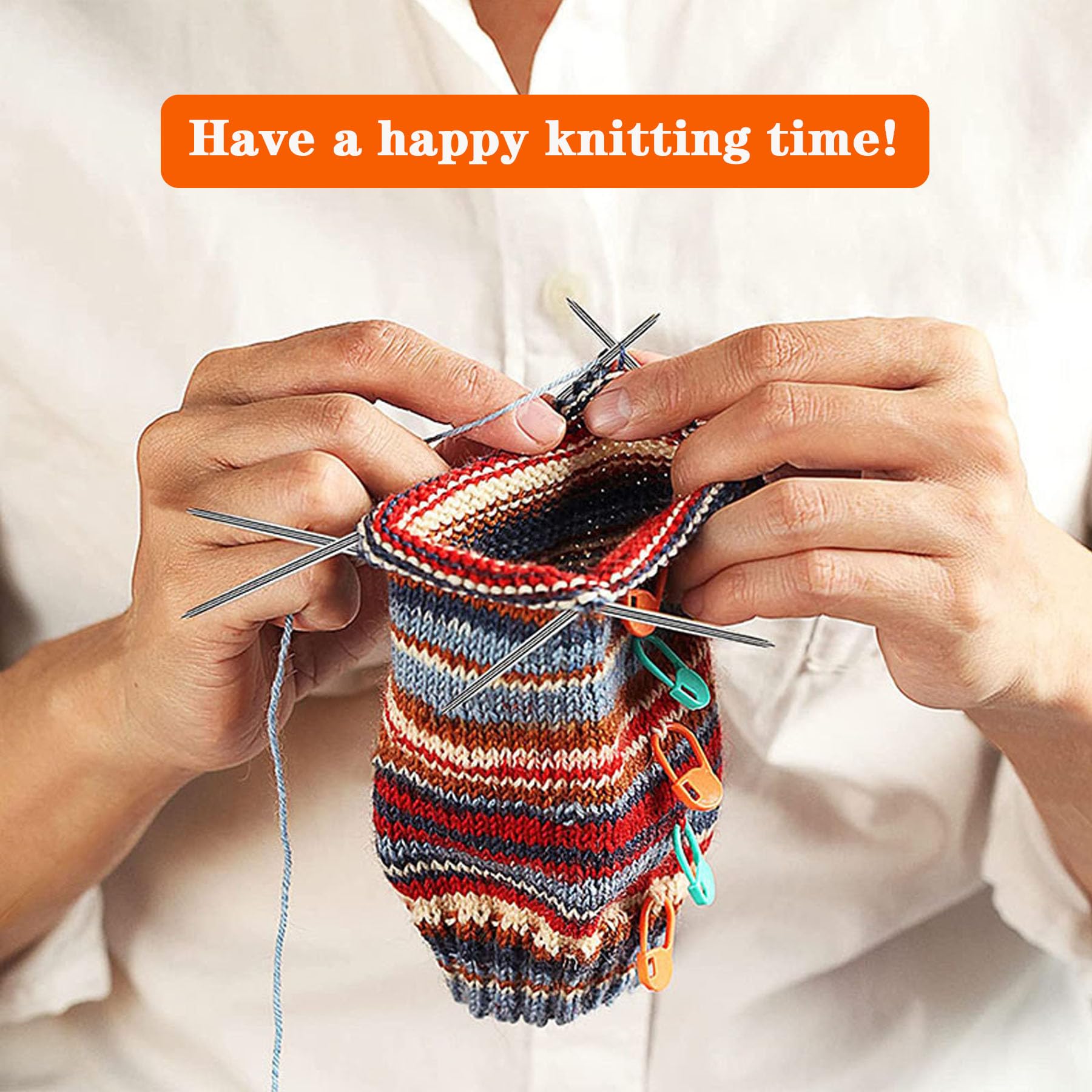 Set 12 Ferri Circolari Per Calze - Ferri Da Maglia Metallici 2-4mm Per Cappelli E Guanti