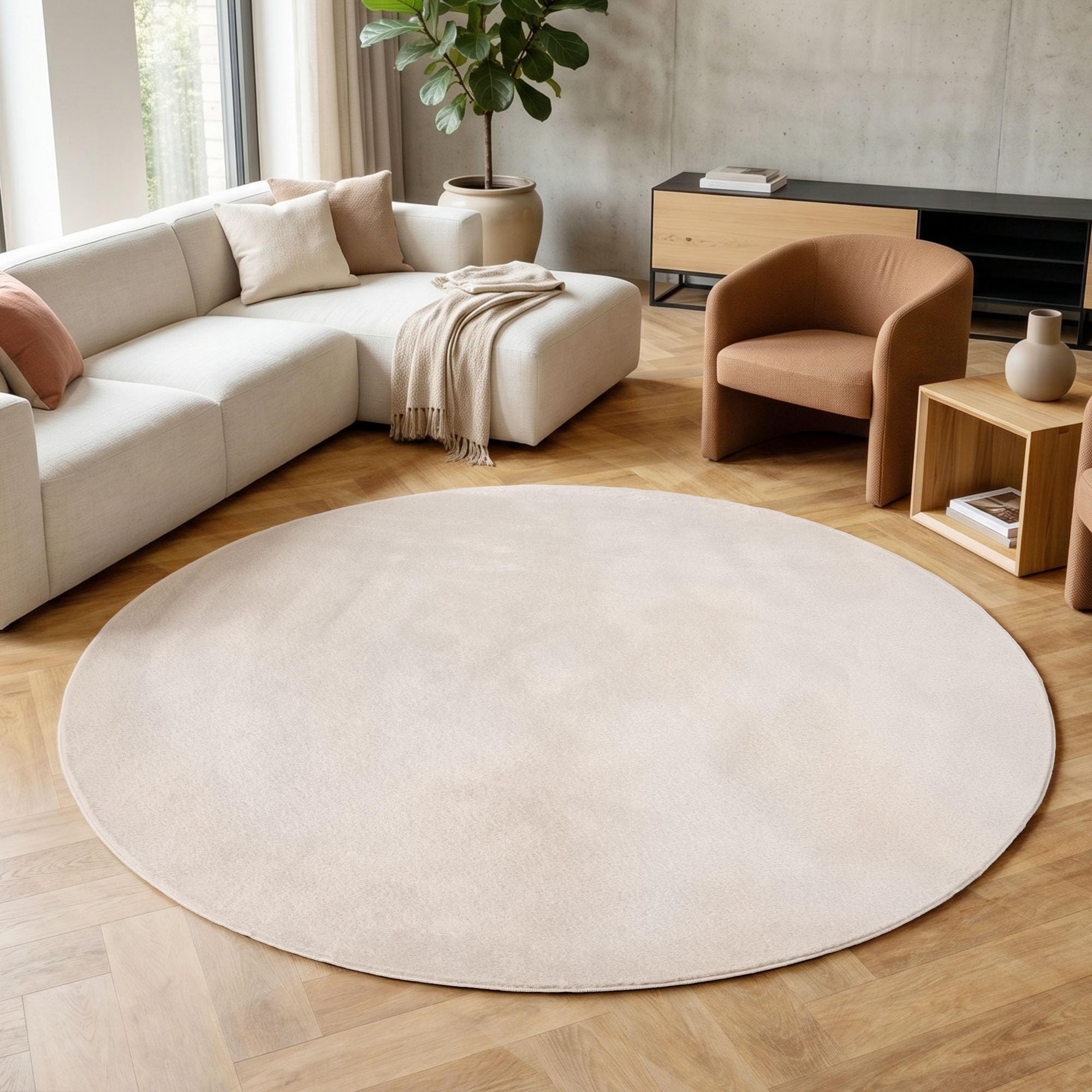HomebyHome Teppich Kurzflor Rechteckig, Rund & Läufer, waschbarer Rutschfester Teppich, weich, modernes einfarbiges Design für Wohnzimmer, Schlafzimmer, Küche & Kinderzimmer.