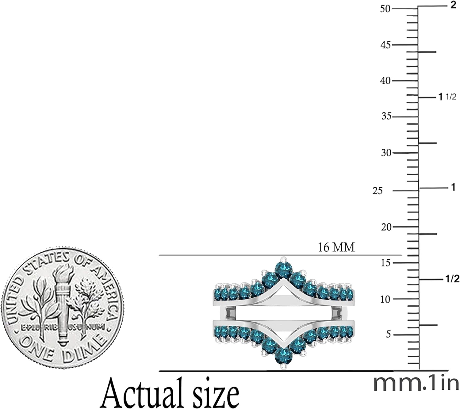 Dazzlingrock Collection 1.00 Ctw Round Gemstone Wedding Enhancer Guard Double Ring Band for Women in Real Solid Gold & Platinum