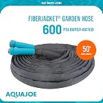 Aqua Joe AJFJH50-58-MAX 50-Ft x 5/8-Inch FiberJacket Hose w/Aluminum Fittings, Heavy Duty Couplings