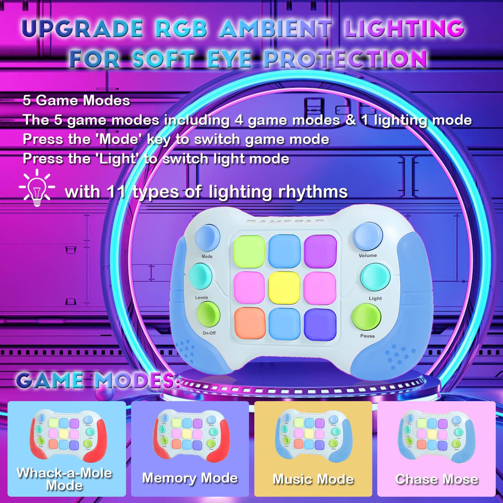 Fidget Toys pour Adultes , Amélioré Pop Game Jeu électronique Anxiety Toy Jouet Autisme pour Enfants, Mini Console de Jeu Portable pour Les déplacements Pop Lumineux Enfant, Cadeaux de Noël