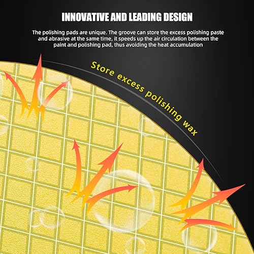 Miniatura 3 de Almohadilla amarilla de corte medio, almohadillas de pulido SPTA 3 piezas de cara de 6.5 pulgadas para placa de respaldo de 6 pulgadas, almohadillas