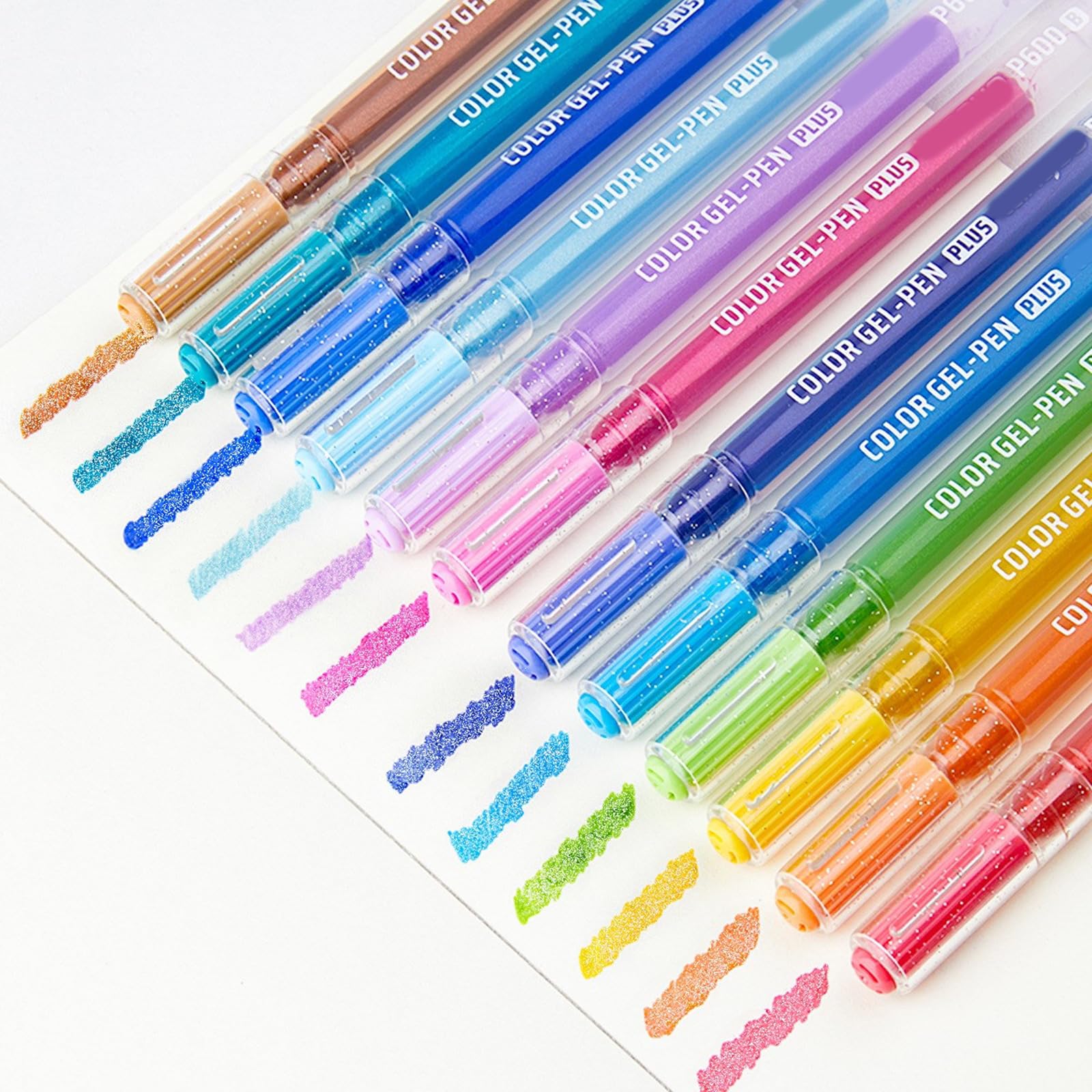 Lot de stylos à encre gel pailletée pour journal et croquis 24/48 dans un plateau pour écrire, étudier, marquer et prendre des notes